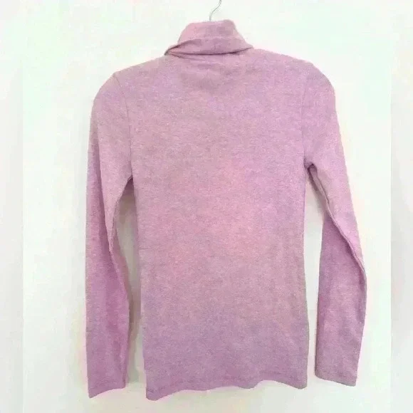 J.Crew Women's XS Perfect Fit Heather Orchid Long Sleeve Turtleneck Tee - Picture 2 of 4
